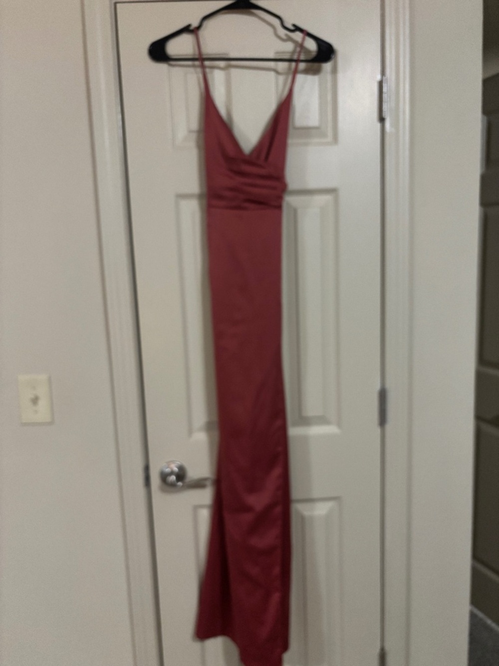 Coral Satin Maxi Dress (Prom/Wedding Guest) Size S
